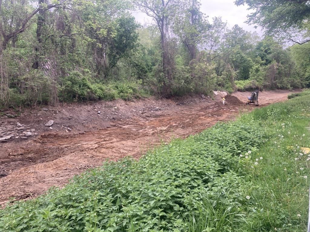 A section of the canal where the soil has been removed
