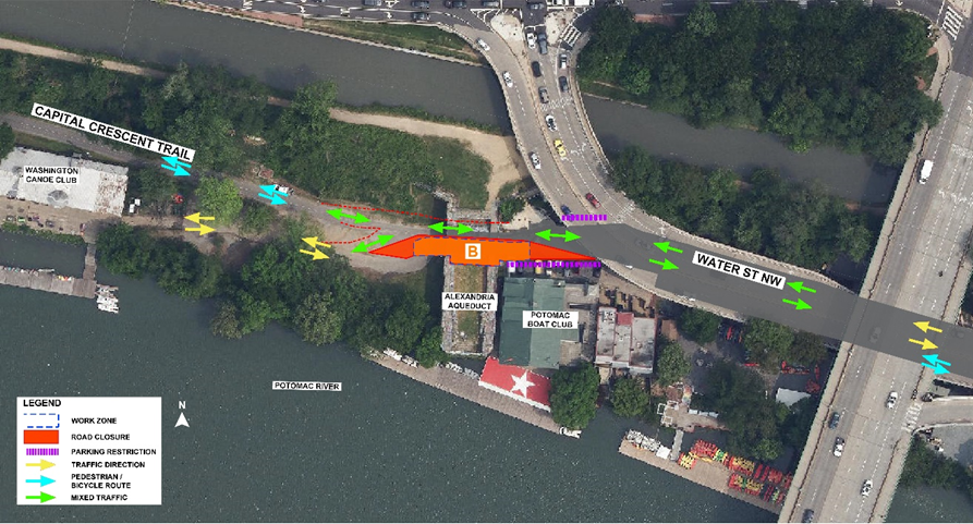 Map B: Water Street, NW and Capital Crescent Trail Potholing