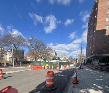 Photo of construction area at 22nd and Q streets NW with one northbound lane open