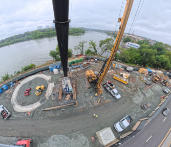 Rock Creek Trail Site near Watergate Complex Aerial View of Construction near Watergate Complex Shows cranes and construction of drop shaft underway