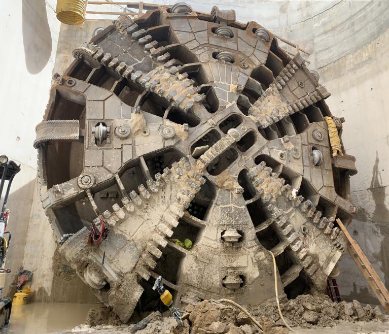 Image of the tunnel boring machine cutterhead. 