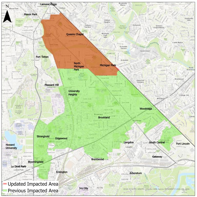 Updated map of impacted area as of 8-7