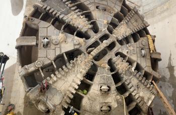 Image of the tunnel boring machine cutterhead. 