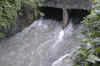 Piney Branch Tunnel Combined Sewer Outflow being discharged