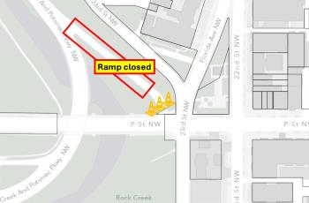 P Street NW Ramp to Rock Creek & Potomac Parkway mapi Map of ramp from P Street NW onto Rock Creek Parkway