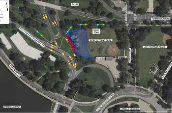I-66 and Ohio Drive Southwest Lane Closure Map of construction area and road closures