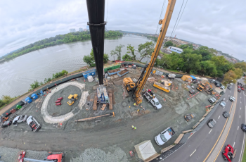 Rock Creek Trail Site near Watergate Complex Aerial View of Construction near Watergate Complex Shows cranes and construction of drop shaft underway