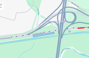 Clara Barton Parkway Potomac Interceptor Construction Map of construction area on Clara Barton Parkway near I495